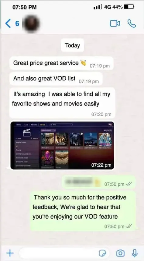 WhatsApp chat with a subscriber 2