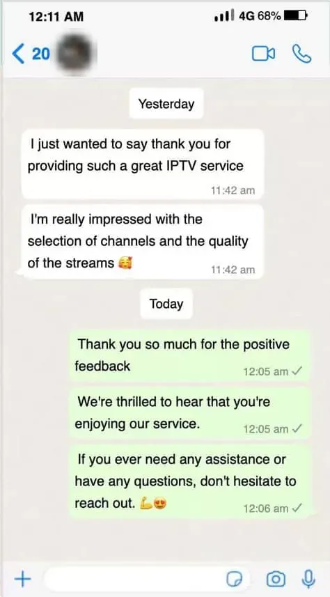 WhatsApp chat with a subscriber 4