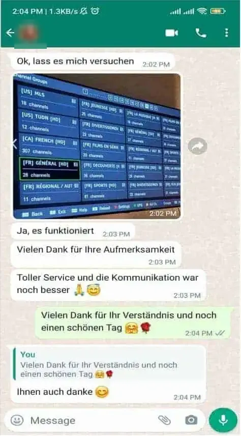 WhatsApp chat with a subscriber 5