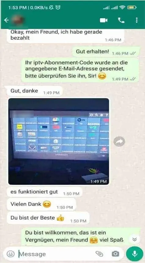 WhatsApp chat with a subscriber 8